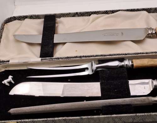Knife Makers Project !!! Antique Leonard Donald & Stanley Sheffield Carving set handles  detoriated