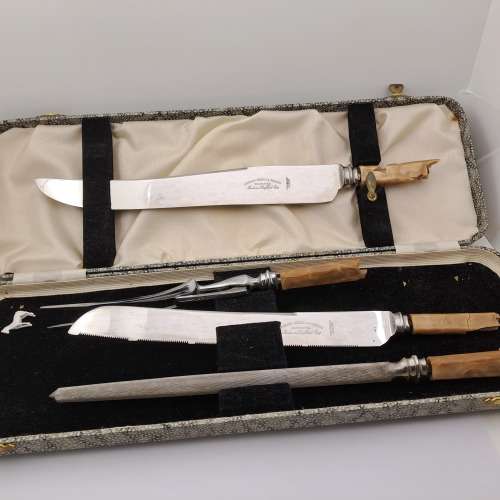 Knife Makers Project !!! Antique Leonard Donald & Stanley Sheffield Carving set handles  detoriated