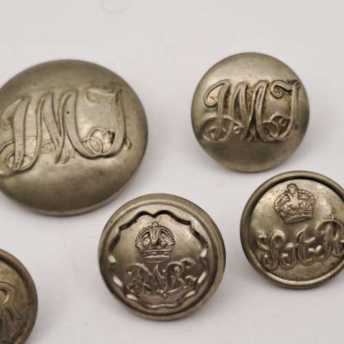 10 Un-identified  Vintage British Tunic Buttons -some are SA Railways