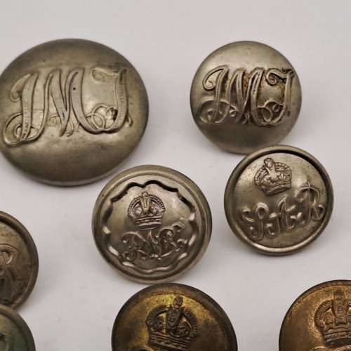 10 Un-identified  Vintage British Tunic Buttons -some are SA Railways