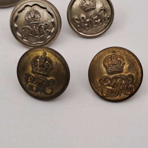 10 Un-identified  Vintage British Tunic Buttons -some are SA Railways