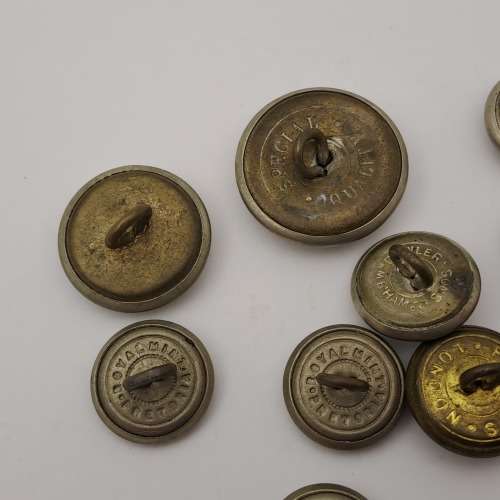 10 Un-identified  Vintage British Tunic Buttons -some are SA Railways
