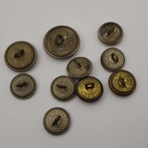 10 Un-identified  Vintage British Tunic Buttons -some are SA Railways