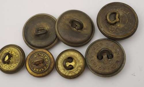 7 x Antique Uniform Tunic Buttons -1 x South African Union