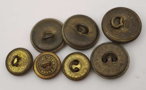 7 x Antique Uniform Tunic Buttons -1 x South African Union