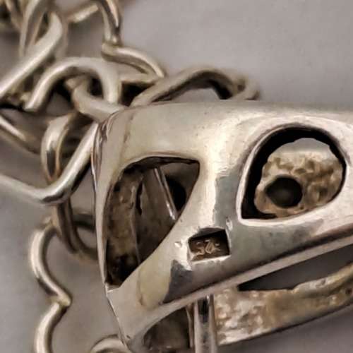 Pre-owned Marcasite Heart Sterling .925 Silver Pendant with Sterling Silver Chain