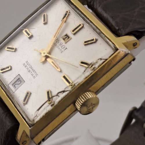Vintage Tissot Visodate automatic Mens watch -working - Saphire Crystal cracked