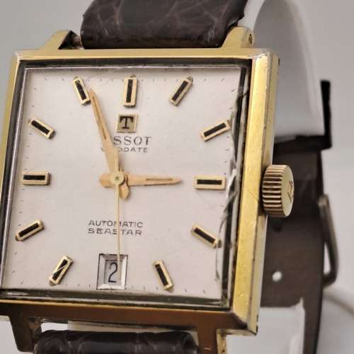 Vintage Tissot Visodate automatic Mens watch -working - Saphire Crystal cracked