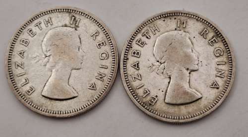 1959 and 1960  South Africa  SILVER  2 Shillings
