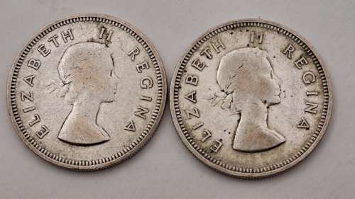 1959 and 1960  South Africa  SILVER  2 Shillings