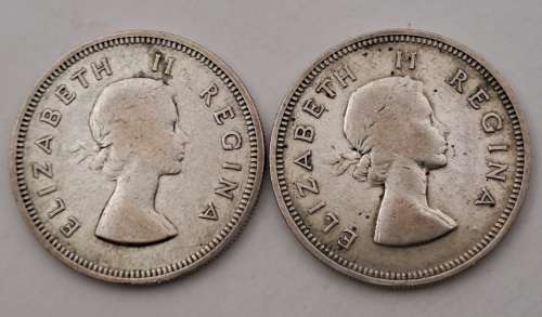 1959 and 1960  South Africa  SILVER  2 Shillings