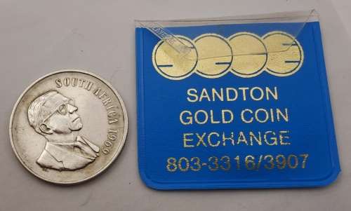 1969 South Africa  SILVER 1 Rand, English Legend in Plastic sleeve