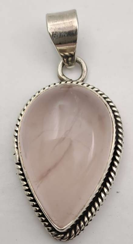Pre-owned Vintage Sterling 925 Sterling Silver pendant - Could be Rose Quartz Gemstone?