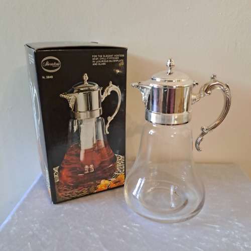 For The Elegant Hostess Sheratonn -Chill-It-Pitcher in Luxurious Silverplate and Glass -unused-Italy