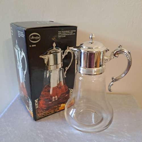 For The Elegant Hostess Sheratonn -Chill-It-Pitcher in Luxurious Silverplate and Glass -unused-Italy