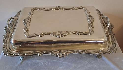 Large  20th Century Silver-Plate Entree serving Dish with lid.