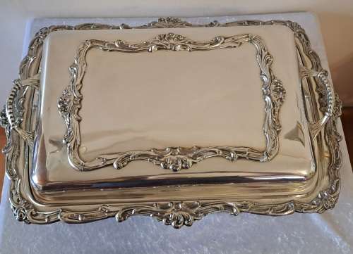 Large  20th Century Silver-Plate Entree serving Dish with lid.