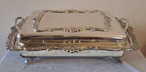 Large  20th Century Silver-Plate Entree serving Dish with lid.