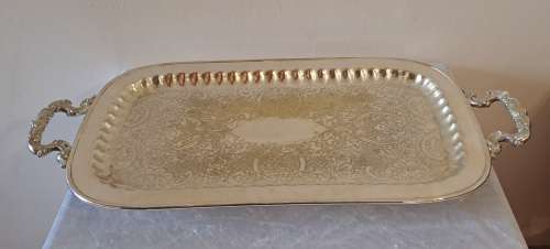 Large  Vintage LEONARD Silver-Plate Tray 5,5cm high x 62cm x 29cm