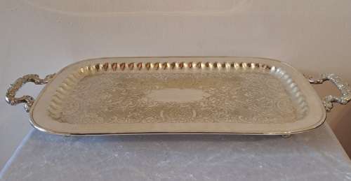 Large  Vintage LEONARD Silver-Plate Tray 5,5cm high x 62cm x 29cm