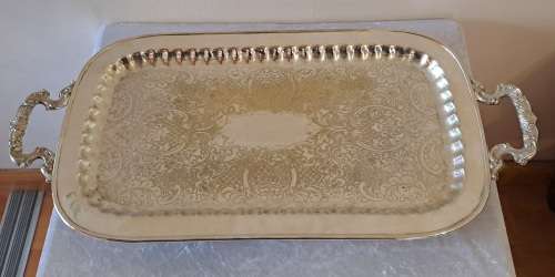 Large  Vintage LEONARD Silver-Plate Tray 5,5cm high x 62cm x 29cm