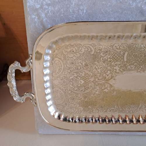 Large  Vintage LEONARD Silver-Plate Tray 5,5cm high x 62cm x 29cm