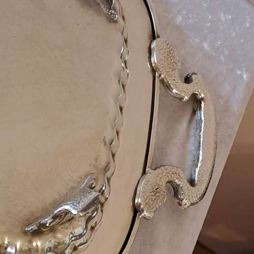Large  Vintage LEONARD Silver-Plate Tray 5,5cm high x 62cm x 29cm