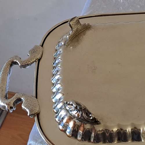 Large  Vintage LEONARD Silver-Plate Tray 5,5cm high x 62cm x 29cm