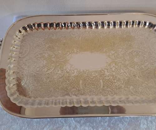 Large  Vintage LEONARD Silver-Plate Tray 5,5cm high x 62cm x 29cm