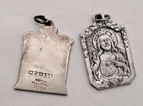 2 Antique sterling silver Pendants one is a Judaica Pendant