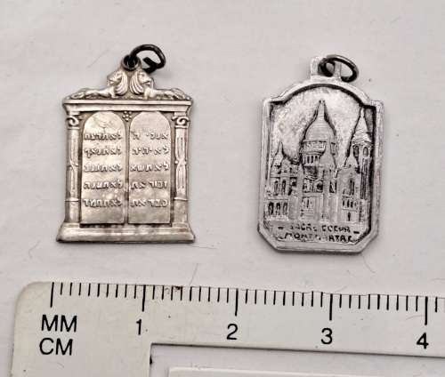 2 Antique sterling silver Pendants one is a Judaica Pendant