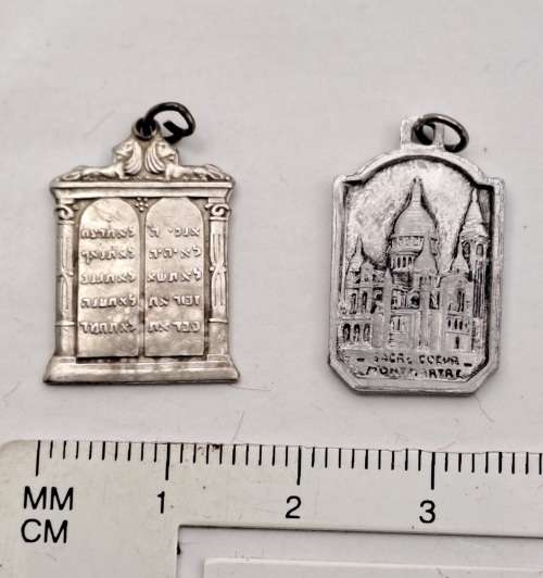 2 Antique sterling silver Pendants one is a Judaica Pendant