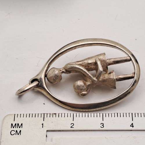 Vintage Sterling Silver Mother and Daughter Pendant 43x26mm