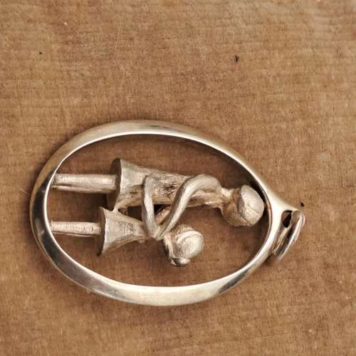 Vintage Sterling Silver Mother and Daughter Pendant 43x26mm