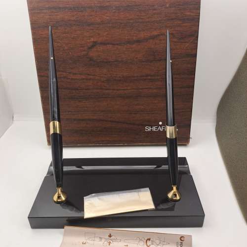 Vintage Sheaffer M14 Deskset with Black Mexican Onyx Base -Fountain pen 14kt Gold nib
