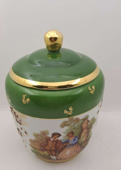 Vintage Limoges Goumot Labesse Porcelain Vase with Lid - France