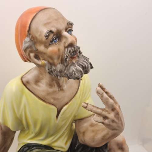 Large Vintage Sandizell Hoffner & Co. Figurine `Fisherman with Basket of Fish` made in W.Germany