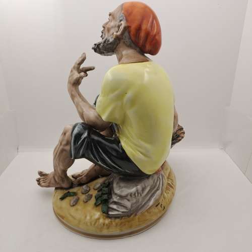 Large Vintage Sandizell Hoffner & Co. Figurine `Fisherman with Basket of Fish` made in W.Germany