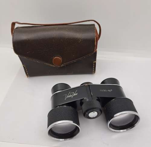 Vintage Pocket Vida Vue Opera/Theatre Binoculars 3x30-10 degree in Leather Case