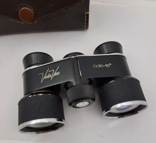Vintage Pocket Vida Vue Opera/Theatre Binoculars 3x30-10 degree in Leather Case