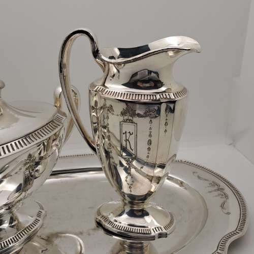 Antique 1920`s Antique Community Plate Sugar pot&creamer on Tray -No. 11902,11903 and 11958