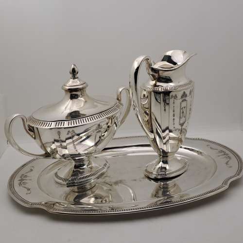 Antique 1920`s Antique Community Plate Sugar pot&creamer on Tray -No. 11902,11903 and 11958