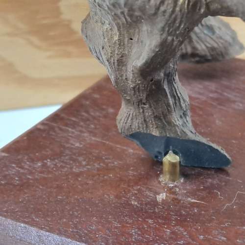 a Buffalo Figurine (Hand Made) in wooden Crate -ONE FOOT/HOOF BROKEN