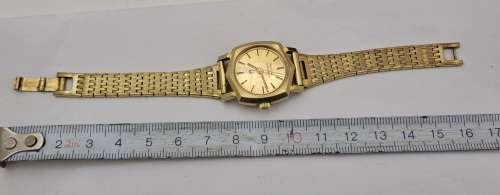 Pre-owned Vintage Ladies Bulova `tuning fork` watch watch -Gold Plated -Working