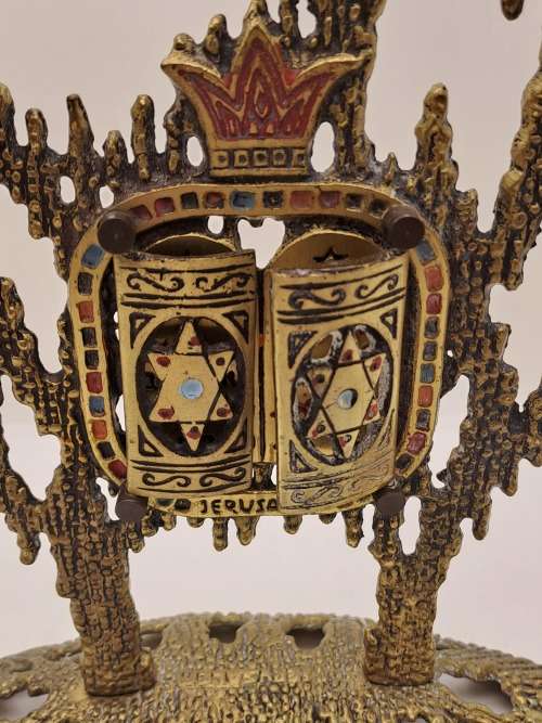 Vintage Brass Wainberg -Israel Menorah Hanukkah 9 Candle holder 34cm (tall)