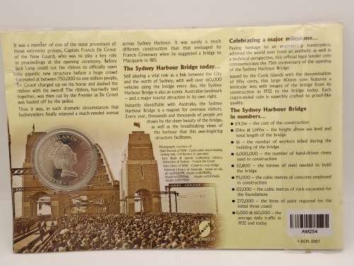 2007-75th Anniversary 1932-2007 Sydney Harbour Bridge 50 Cents Coin (Limited Mintage 5000)