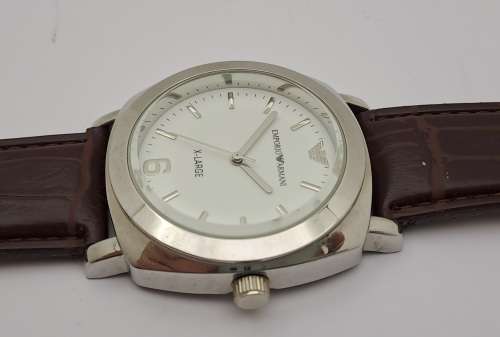 Pre-owned Emperio Armani X-Large Mens Fashion 10ATM Quartz Watch -working