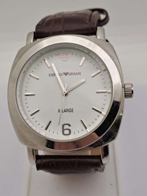 Pre-owned Emperio Armani X-Large Mens Fashion 10ATM Quartz Watch -working