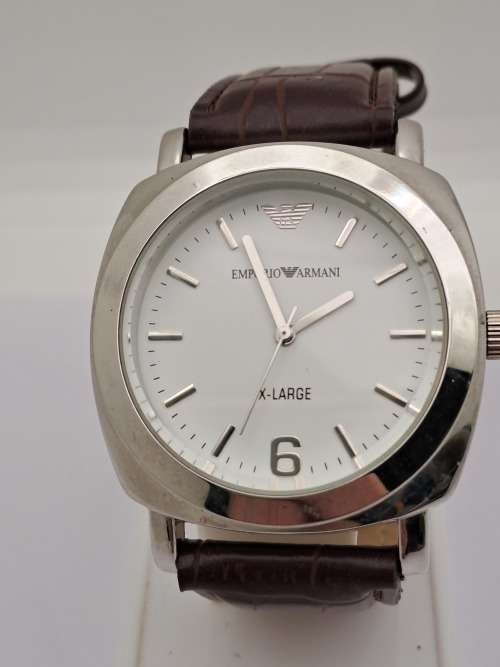 Pre-owned Emperio Armani X-Large Mens Fashion 10ATM Quartz Watch -working