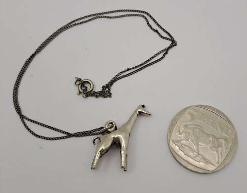 Vintage Silver Giraffe pendant on Chain